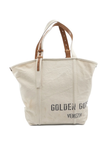 Geanta de mana Golden Goose neutra din bumbac si piele