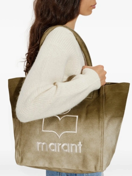 Geanta de mana Isabel Marant verde din bumbac