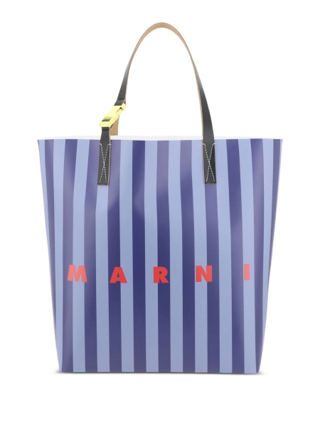 Geanta de mana Marni albastra din polyester si piele