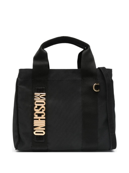 Geanta de mana Moschino neagra din material textil si piele
