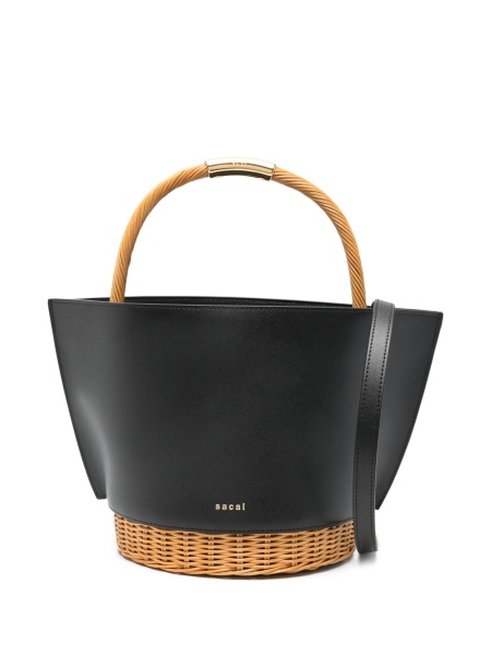 Geanta de mana Sacai neagra din zinc alloy si alama