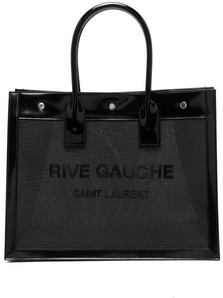 Geanta de mana Saint Laurent Rive Gauche neagra din alama si piele