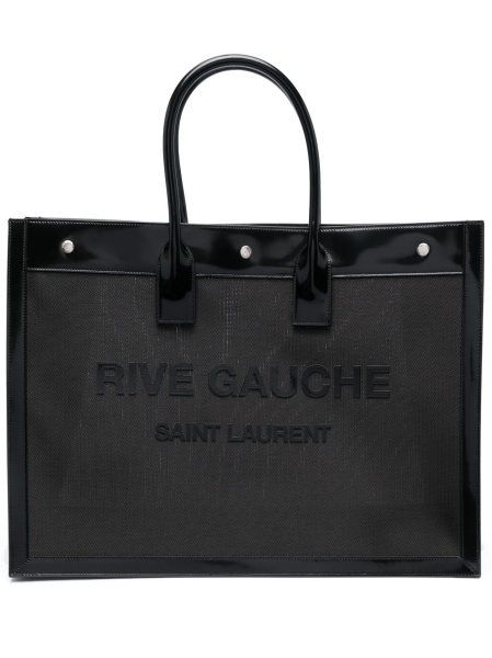 Geanta de mana Saint Laurent Rive Gauche neagra din poliamida si piele