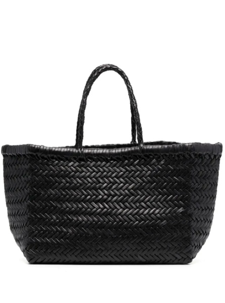 Geanta de mana Small Tote Bag 'Triple Jump' in Black Woven Leather Woman