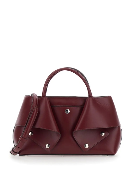Geanta de mana TOTÊME 'Mercer Small' bordeaux Handbag with handles and logo lettering on the front in leather for women