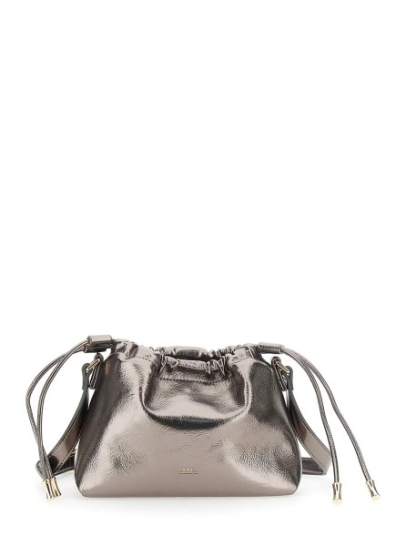 Geanta de umar A.P.C. Metallic Shoulder Bag with Logo Lettering on the Front and Drawstring Closure in Ecoleather Woman