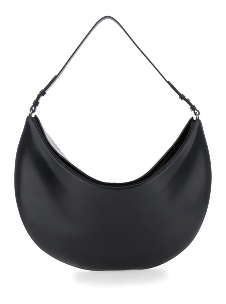 Geanta de umar Black 'Le Calisso Rond Large' Shoulder Bag with Adjustable Strap and Embossed Logo in Leather for Women