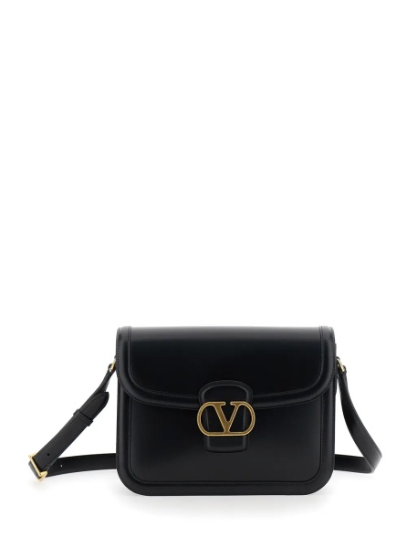 Geanta de umar Black Shoulder Bag with VLogo Detail on the Front in Leather Man