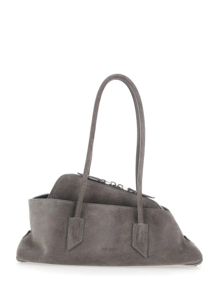 Geanta de umar 'La Passeggiata' Grey Small Shoulder Bag with Two Top Handles in Suede for Women