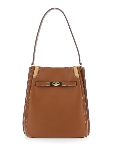 Geanta de umar 'Lee Radziwill' Brown Shoulder bag with Buckle Closure in Leather for Women