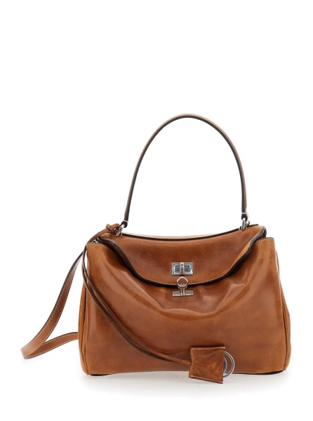 Geanta de umar 'Rodeo' Brown Shoulder bag with Adjustable and Removable Strap in Leather for Women
