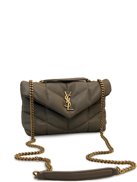Geanta de umar Saint Laurent Puffer gri din piele