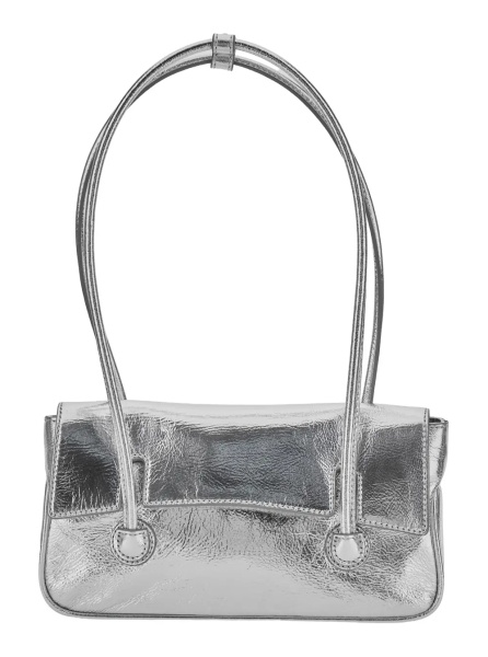 Geanta de umar Shoulder Bag with Flap in Metallic Leather