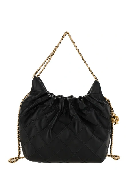 Geanta de umar Tory Burch neagra din piele 'Fleming'