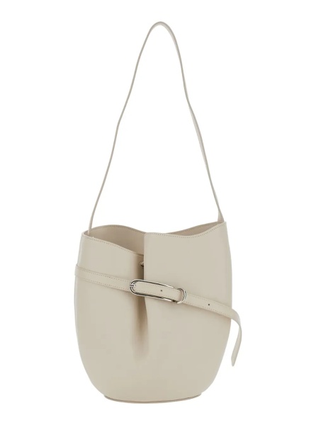 Geanta de umar White Shoulder Bag with Adjustable Strap in Leather for Women