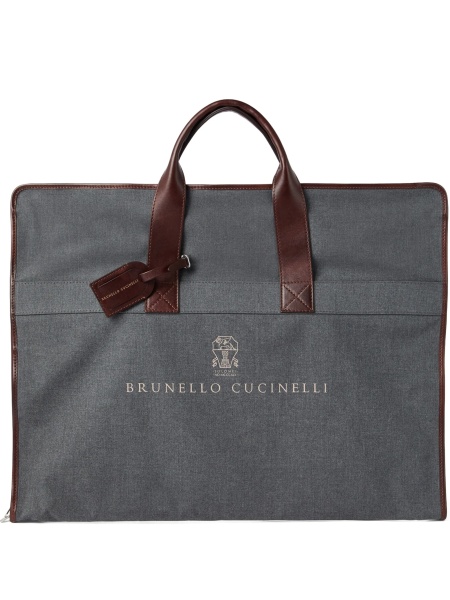 Geanta de voiaj Brunello Cucinelli gri din vascoza si polyester