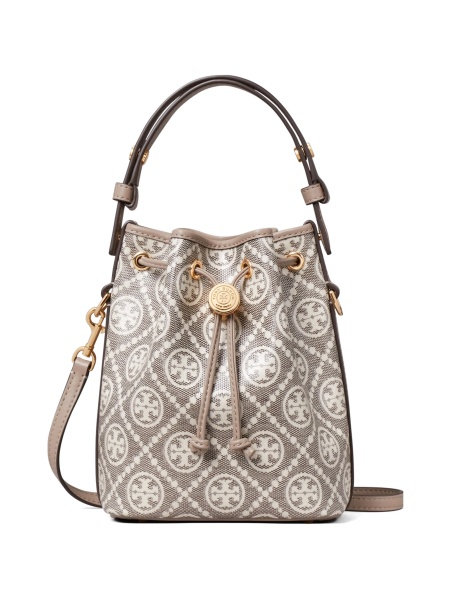 Geanta mini Tory Burch gri din bumbac