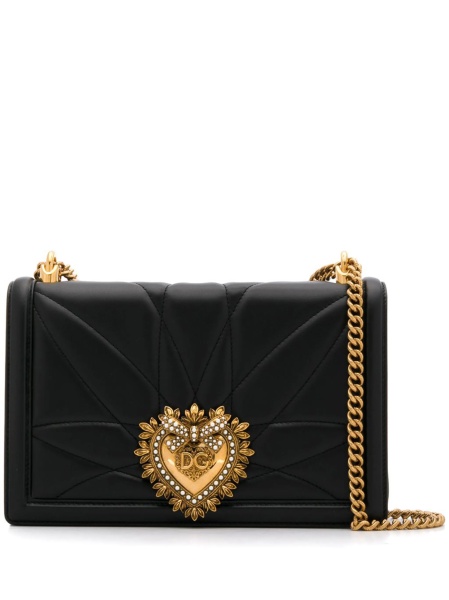Geanta tip postas Dolce & Gabbana Devotion neagra din piele