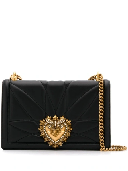 Geanta tip postas Dolce & Gabbana Devotion neagra din piele