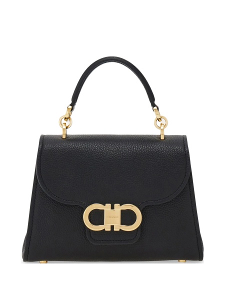 Geanta tip postas Ferragamo gancini neagra din piele