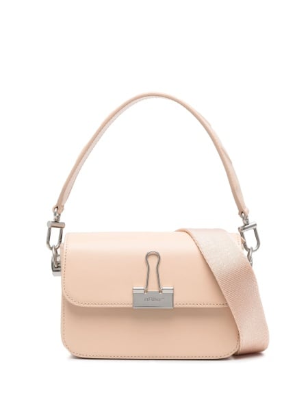 Geanta tip postas Off-White Binder neutra din piele