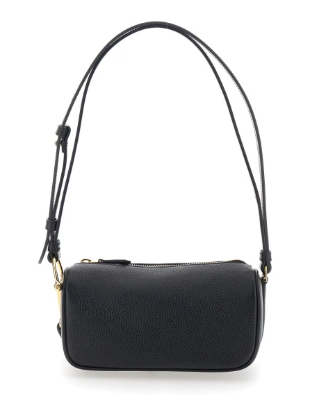 Genti 'Half Horsebit' Black Mini Bag with Half Horsebit and Adjustable and Removable Strap in Grained Leather Women