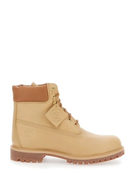 Ghete Beige Water-Proof Boots with Logo Plate in Leather Man