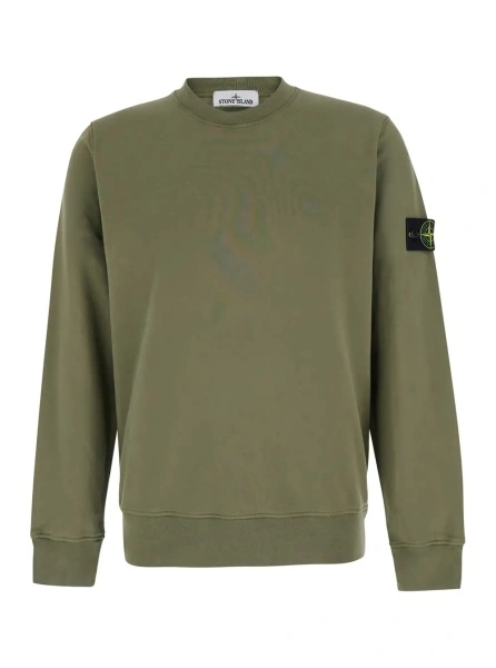 Hanorac Stone Island verde din bumbac