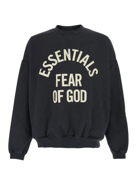 Hanorace Black 'CAMPUS 90'S CREWNECK SWEATSHIRT ESSENTIALS' with Round Neck and Long Sleeves