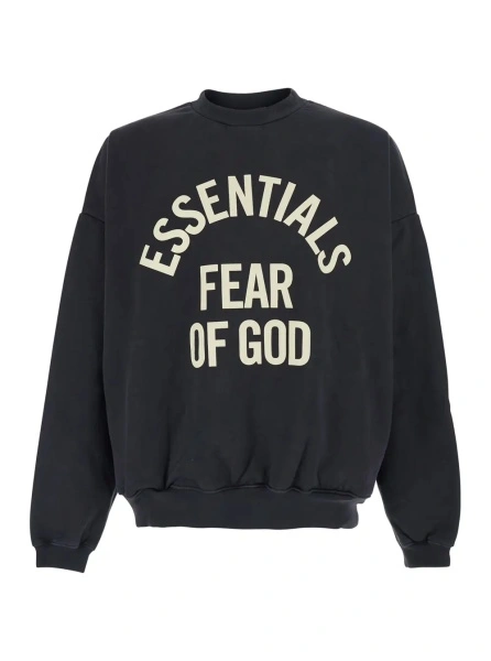 Hanorace Black 'CAMPUS 90'S CREWNECK SWEATSHIRT ESSENTIALS' with Round Neck and Long Sleeves