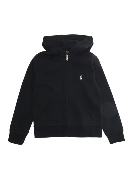 Hanorace Black Hooded Sweatshirt with Pony Embroidery on the Front in Cotton Boy