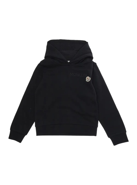 Hanorace Black Sweatshirt with Lettering Logo and Logo Patch on the Front in Cotton Girls