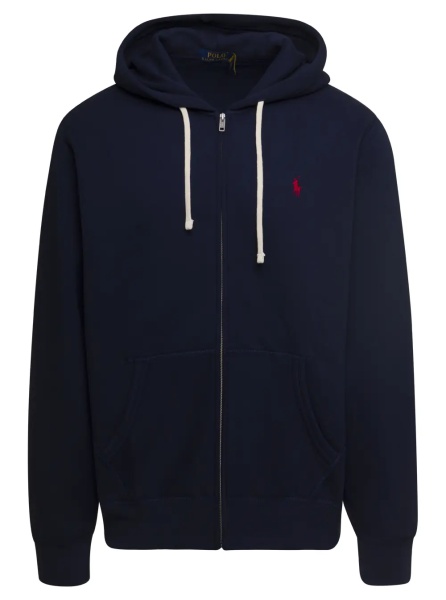Hanorace Blue Hooded Sweatshirt with Logo Embroidery in Blend Cotton Men