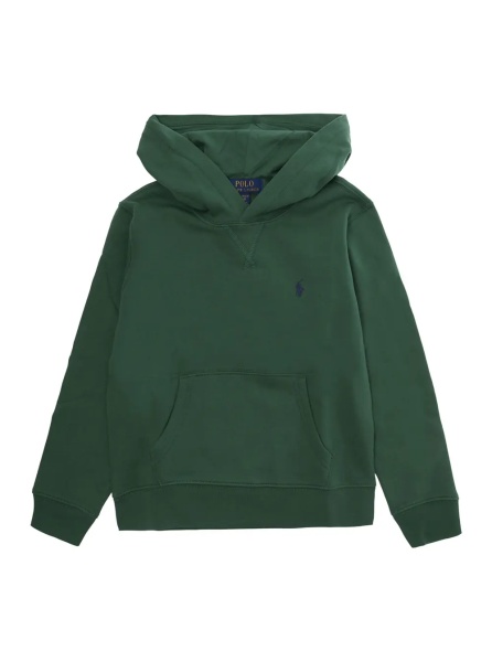 Hanorace Green Sweatshirt with Fixed Hood and Pony Logo on the Front in Cotton Boy