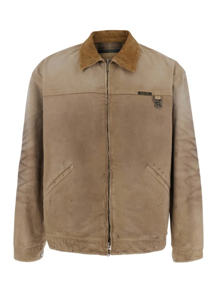 Jacheta beige Workwear jacket with reversible design and lived-in effect in cotton for men
