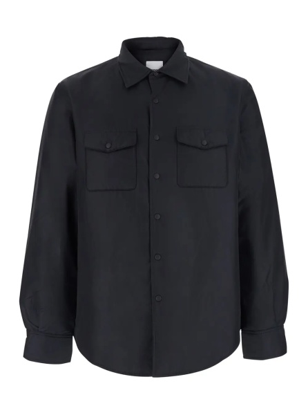 Jacheta Blue Jacket with pointed collar and button closure in Tech Fabric men