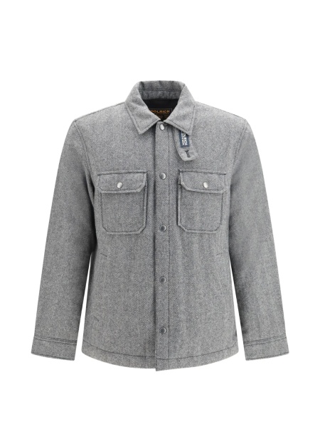 Jacheta camasa Woolrich gri din polyester si lana