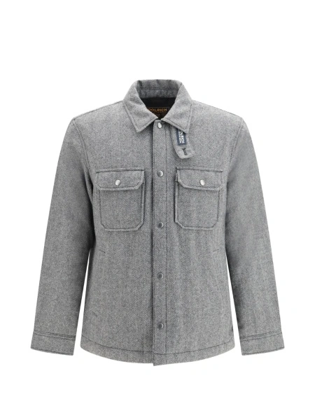 Jacheta camasa Woolrich gri din polyester si lana
