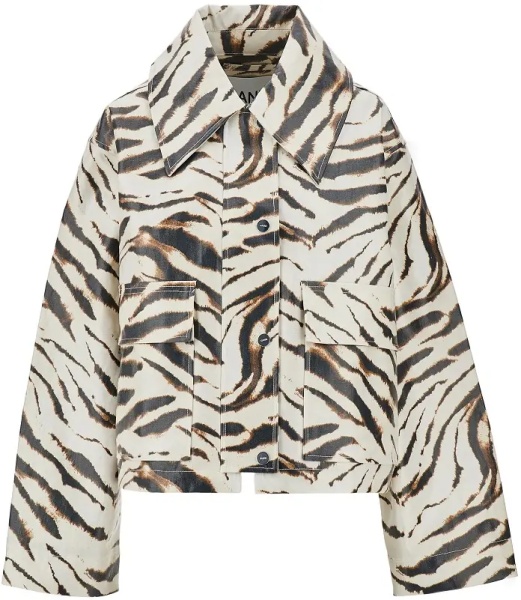 Jacheta Coated fabric jacket with zebra-striped print