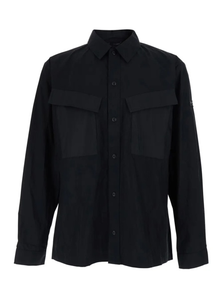Jacheta 'DORIS' Black Jacket with Front Closure and Two Flap Pockets in Fabric for Men
