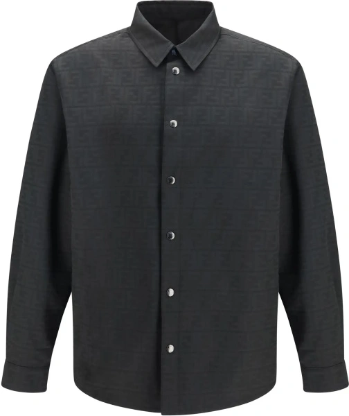 Jacheta Fendi neagra din jacquard FF si nylon