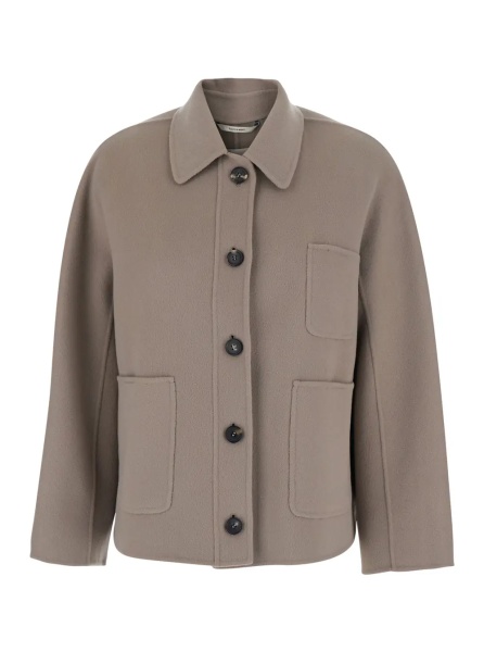 Jacheta Jacket CHLOE with shirt collar and front closure in brown for women