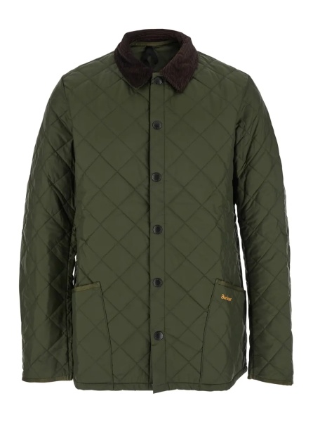 Jacheta Jacket 'Heritage Liddesdale' with Classic Ribbed Collar and Logo Lettering on the Front in Green Tech Fabric for Men