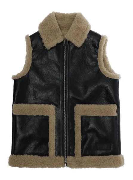 Jacheta Jacket MM6 MAISON MARGIELA KIDS with patch and front closure in Tech Fabric Black Girl