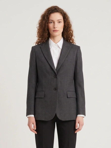 Jacheta Pinstripe Single-Breasted Jacket