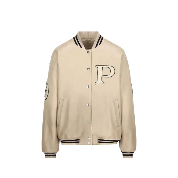 Jacheta Prada Padded Leather Varsity Jacket