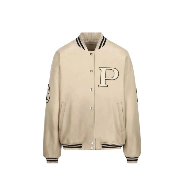 Jacheta Prada Padded Leather Varsity Jacket