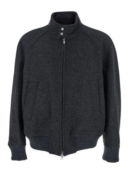 Jacheta 'Regards' Grey Jacket with Front Zip Closure in Wool Blend Man