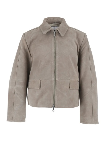 Jacheta Rockridge Jacket Grey with Classic Collar and Leather Zip Closure for Men
