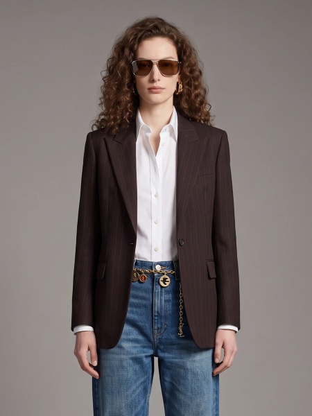 Jacheta Single-Breasted Jacket In Chalk Mélange Wool